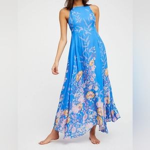 FREE PEOPLE  blue floral maxi dress Sz M